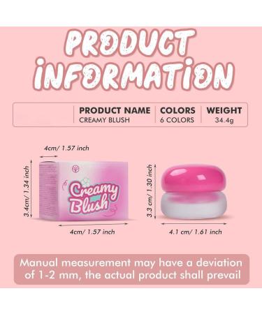 Mousse Blush Mud 6 pcs Long Lasting Rouge Mousse Subtle Pigmentation Mette Lip Make Up Creamy Rouge Texture Natural Cheek Color For All Occasions - Buy Online on GoSupps.com