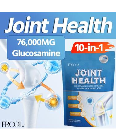 Frcola Joint Support Supplement Glucosamine Chondroitin MSM with Hyaluronic Acid & Herbal Extracts | Joint Support Powder Drink for Joint Comfort & Mobility | Mixed Berry Flavor | 20 Stick Packs - Buy Online on GoSupps.com