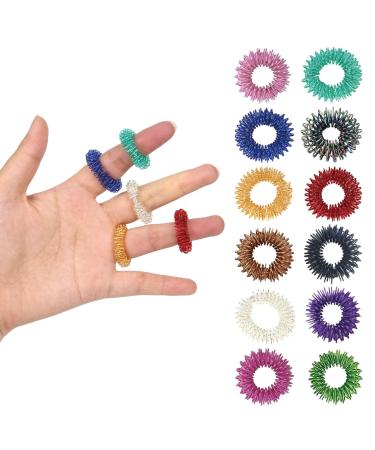 Steemjoey 12 pieces massager set finger massage rings for anti -stress wellness massage acupressure ring arthrorooller sensory skills rings set for young people & adults