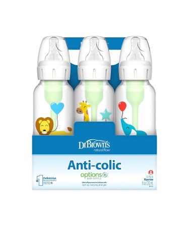 Dr. Brown's Natural Flow Anti-Colic Options+ Narrow Baby Bottles 8 oz/250 mL - 6 Pack with Level 1 Nipple, 0m+ - Balloon Animals Gift Set - Buy Online on GoSupps.com