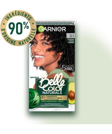 Garnier - Ammonia-Free Permanent Hair Color - 90% Natural Ingredients - Vegan Formula - Belle Color Naturals - Shade: Dark Ash Brown (3.1) - Buy Online on GoSupps.com
