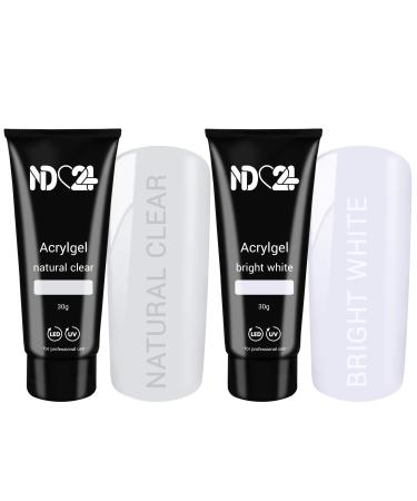 Poly Acrylic Gel Tube Set - Clear + Bright White (2 x 30g)