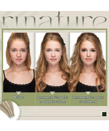 Runature 60cm Tape In Hair Extensions - Real Human Hair with Brown and Blonde Highlights - 50g 20 Pieces (#8P60) - Smooth & Invisible - Buy Online on GoSupps.com