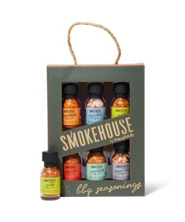 Smokehouse by Thoughtfully collection d assaisonnements pour barbecue-Coffret 6 saveurs avec les pices BBQ Cajun Mexican et Southwest Chili Salt Garlic Chilli et BBQ Caribbean. 25 ml chacun