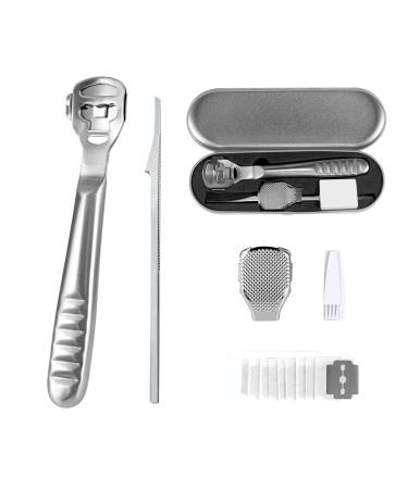 Hornhaut hobel foot scraps - footfish corneal remover feet hornhaut turf - stainless steel foot grated hard skin heel heel cornea removal pedicure set for hand feet foot care with 10 replacement blades silver