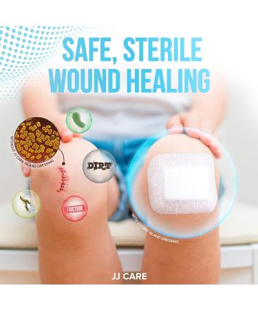 JJ CARE Adhesive Island Dressing 4x5 - Pack of 25 | Sterile Bordered Gauze Dressing with Non-Stick Center Pad | Individually Wrapped Wound Dressing | Highly Absorbent & Breathable - Buy Online on GoSupps.com