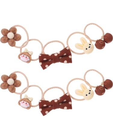Beaupretty 5 Pairs Elastic Hair Ties Hair Bands Hair Ropes Ponytail Holders Girls Hair Accessories Coffee