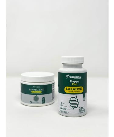 Natural Laxatives for Constipation Fast Acting with Probiotics Colon Cleanse -30 Capsules- Happy Poo + Reumaleve Joint Support Supplement with Glucosamine Chondroitin Devil s Claw & Anamu.