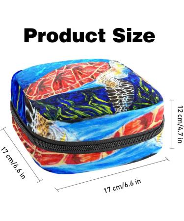 Eco-Friendly Menstruation Pad Bag with Zipper for Women & Girls | Stylish Sea Turtle & Algae Design | Durable Tampon & Napkin Organizer - Buy Online on GoSupps.com