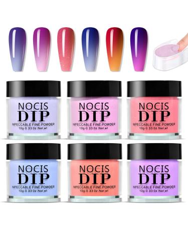 Poudre de trempage 6 pi ces poudre de trempage d'ongles acrylique 6 couleurs aucune lampe UV/LED requise kit bricolage longue dur e s chage rapide pour les d butants Kit manucure bricolage