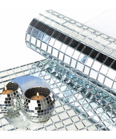REDODEDO 3600pcs Real Glass Silver Mirrors Mosaic Tiles Sticker for Craft Square Glass Tiles Self Adhesive 5mm by 5mm