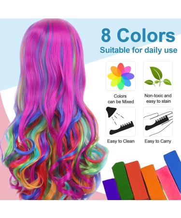EBANKU 8 Color Hair Chalk Comb Set for Kids Party - Non-toxic & Washable Hair Chalk for Halloween & Cosplay - Works on All Hair Colors - Buy Online on GoSupps.com