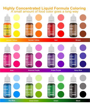 ValueTalks 12 Color x 10ml Food Grade Liquid Food Coloring for Baking and Decorating - Vegan-free and Flavorless Dye for Icing, Cake, Macaron, Fondant, and Slime - Buy Online on GoSupps.com