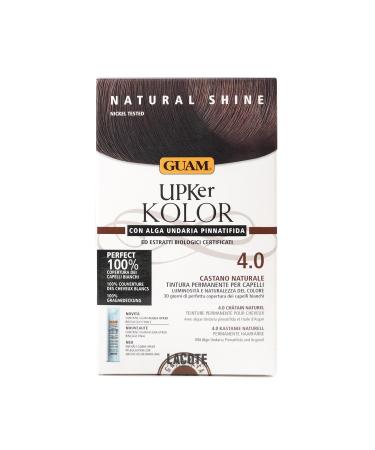 Guam Upker Kolor Natural Permanent Hair Colour with Undaria Seaweed and Organic Extracts Ammonia-Free Colour Made in Italy Shade 4.0 Natural Brown
