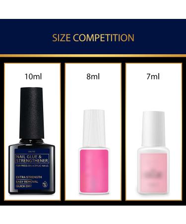 Valitic Nail Glue & Strengthener for Acrylic/Press On Nails - Quick Dry Brush On Gel, Long Lasting & Adhesive Bond for False Nails - Nail Strengthener for Tips - 0.33oz, 1 Pack - Buy Online on GoSupps.com