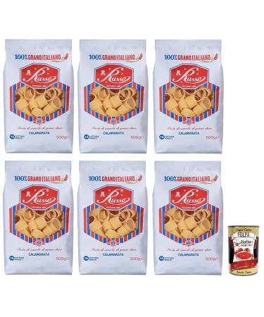 Italian Gourmet E.R. Russo Calamarata No. 27 Hard Wheat Semolina Pasta 100% Italian Wheat 500 g + 400 g Box of 6