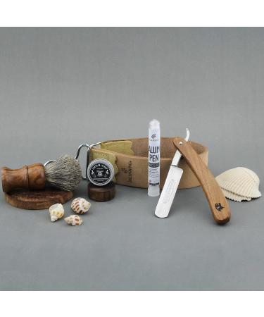 JAG 5-Part Sustainable Shaving Razor Set | Wooden Brush Leather String Grinding Paste & Alum Wand | Eco-Friendly Shaving Experience - Buy Online on GoSupps.com