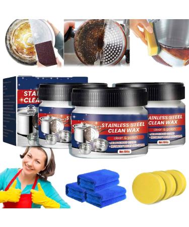 Imgjsx Stainless Steel Clean Wax Magical Nano-Technology Stainless Steel Cleaning Paste Magical Nano Cleaning Cleaner for Clean Kitchenware Oven Cookware and Stove Tops (3pcs)