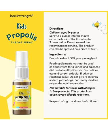 Bee Strength Kids Propolis Throat Spray - Sweet Caramel Flavour | Sore Throat Comfort for Little Ones | All Natural & Alcohol Free (15ml) - Buy Online on GoSupps.com