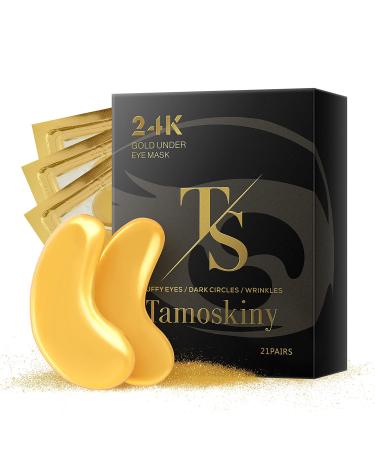 24k Gold Under Eye Patches 21 Pairs Eye Patch  Moisturizing Eye Pads Hydrating Eye Masks  Under Eye Brightener  Dark Circles Under Eye Treatment for Women  Under Eye Cream for Dark Circles and Puffiness  Anti-Aging Colla...