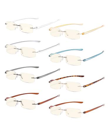 Eyekepper 8 Pack Blue Light Blocking Reading Glasses Rimless Computer Readers +2.00 Blue Light Blocking-b40-8 Pairs 2.0 x