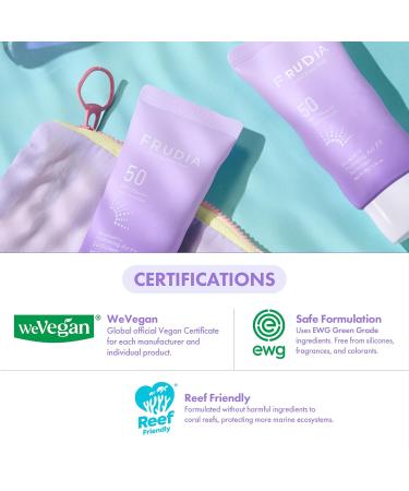 FRUDIA Blueberry Hydrating Air Fit Sunscreen SPF 50+ PA++++ | Ultra Lightweight and Moisturizing Korean Face Sunscreen with Blueberry Triple Hyaluronic Acid & Panthenol | No White Cast 1.76 oz - Buy Online on GoSupps.com