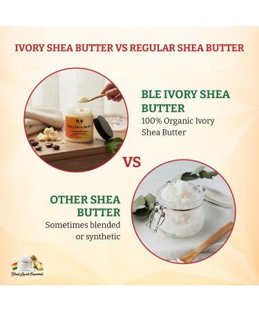 Black Lavish Essentials Organic West-African Ivory Shea Butter, Raw & Unrefined Grade A Shea Butter, DIY Ingredient, Moisture-Rich Skin & Hair Butter, Fast Absorbing, 16 oz Jar - Buy Online on GoSupps.com