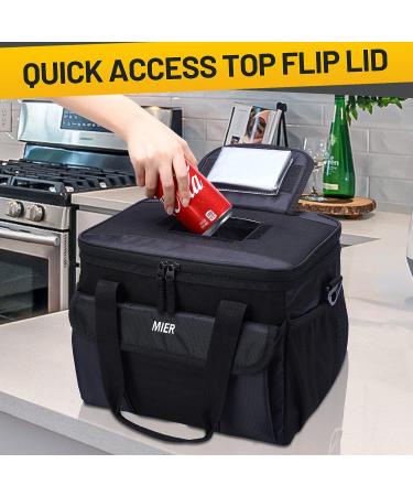 MIER Large Lunch Box for Men - Insulated Cooler Bag for Work, Beach, Travel - 18 Can Capacity - Multiple Pockets - Black - Buy Online on GoSupps.com