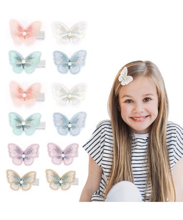 Arqumi 12 PCS Hair Clip Colorful Butterfly Design Hair Clip Hair Accessories for Girls Women 2Pink+2Purple+2Blue+2Green+2White+2Golden