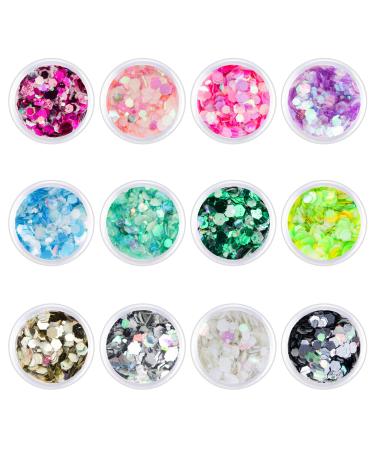 Nail glitter 12 colors fluorescent glitter make-up glitter sequin for face nails hair body glitter sequin for party Easter diy resin handicrafts