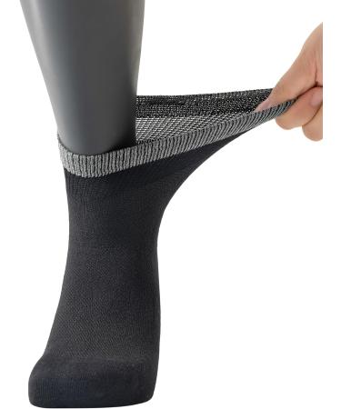 Yomandamor Bamboo Diabetic Socks for Men - 6 Pairs, Size 10-13, Lightweight & Seamless Ankle Socks in Black - Buy Online on GoSupps.com