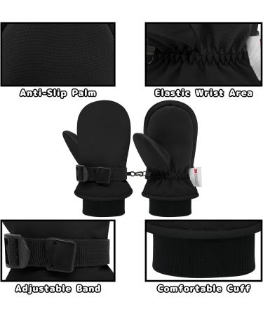 Olreco Toddler Snow Gloves - Waterproof Winter Mittens for Kids 3-4 Years - Black - Buy Online on GoSupps.com