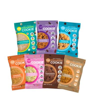 321glo Collagen Protein Cookies, Soft-Baked Cookies, Low Carb and Keto Friendly Treats for Women, Men, and Kids (6-PACK, Variety Pack) Variety Pack 1.69 Ounce (Pack of 6)