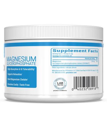 PEScience Mag-GP Magnesium Glycerophosphate Chelate - 60 Servings for Improved Sleep, Stress Relief & Cramp Support - Buy Online on GoSupps.com