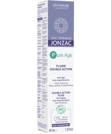 Eau Thermale Jonzac | Double Action Fluid Pure Age | Double action care: Anti-imperfections & Anti-aging | Reduces & Corrects imperfections | Acts on the signs of aging | Certified organic | 40 ml - Buy Online on GoSupps.com