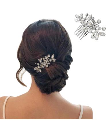 JYTDBCS Crystal Bride Wedding Hair Comb Hair Accessories with Bridal Rhinestone Side Combs for Women and Girls