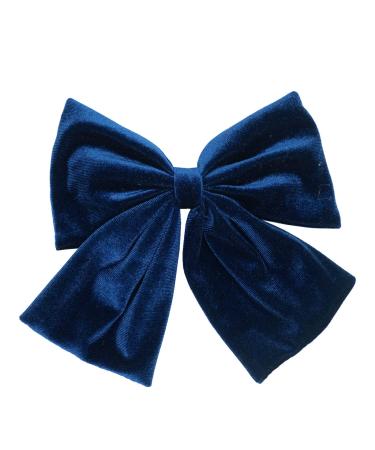 Ling & Bai Women Girls 8 Inch Large Velvet Hair Bows Clip Big Hair Bow Alligator Clip Hair Barrettes for Kids Teens (Navy Blue)