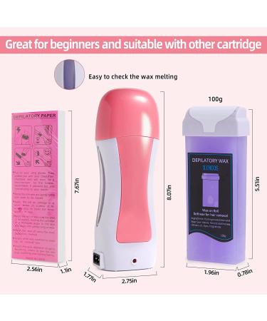 Tobcharm Roll On Wax Kit | Professional Hair Removal Wax Roller with Portable Warmer and Soft Wax Cartridge | 50 Strips Included | At-Home Waxing Kit for Women and Men - Buy Online on GoSupps.com