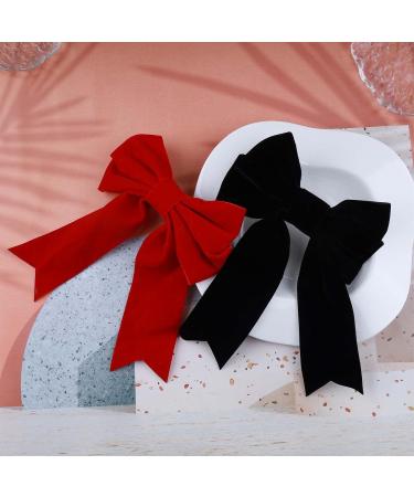 Inilbran Vintage Satin Bow Hair Barrettes Long Tassel Bow Hair Clips Winter Velvet Ribbon Bow Hair Clip Barrette French Bowknot Hairclip Decorative Hair Accessories for Women and Girls Headdress Black - Buy Online on GoSupps.com