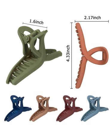 Whaline Matte Hair Claw Clips - 6 Color Strong Hold 4.3 Inch Butterfly Clamp for All Hair Types - Buy Online on GoSupps.com