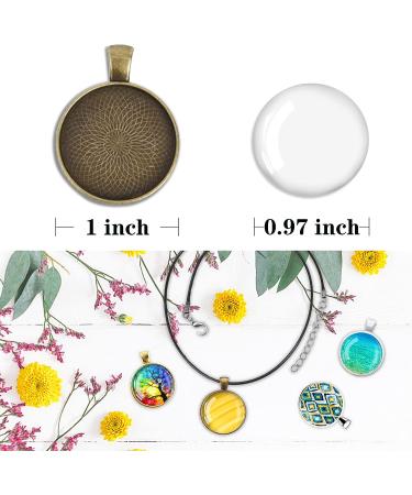210Pcs Pendant Trays Kit with Glass Cabochon and Necklace Cords Set for Jewelry Making and DIY Crafts - Buy Online on GoSupps.com