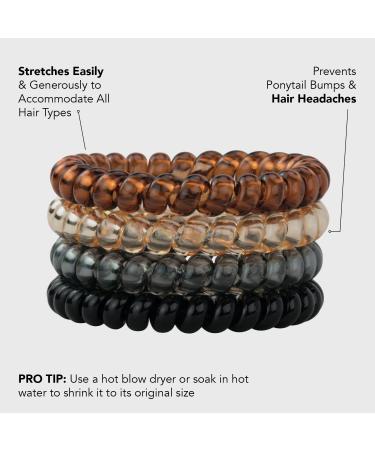 Kitsch Large Spiral Hair Ties for Women - Waterproof 8 Pcs Ponytail Holders - Ideal for Thick & Thin Hair - Brunette Coils - Buy Online on GoSupps.com