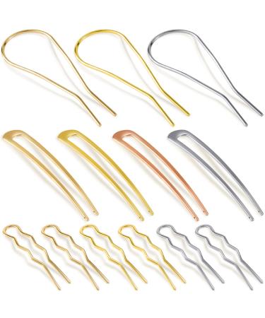 OIIKI 13 PCS French Hair Pins  Metal U Shaped Hair Pins  Vintage Hair Fork Clips  Hair Sticks  Hair Bun Updo Hairpins  French Hair Accessories for Women Girls - 3 Styles