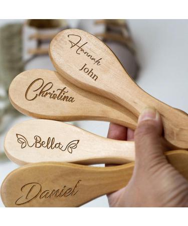 Personalized Baby Hairbrushes | Custom Engraved Wooden Hair Brush for Newborns | Natural Goat Bristle Comb | Perfect Birth Baptism & Birthday Gifts - Buy Online on GoSupps.com
