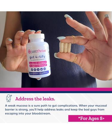 Just Thrive Gut 4-tify - Gut Health Supplements for Women and Men - Anti Bloat 90 Vegetable Capsules - Buy Online on GoSupps.com