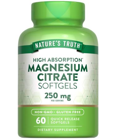 Nature's Truth Magnesium Citrate Softgels | 250mg | 60 Count | High Absorption | Non-GMO & Gluten Free Supplement