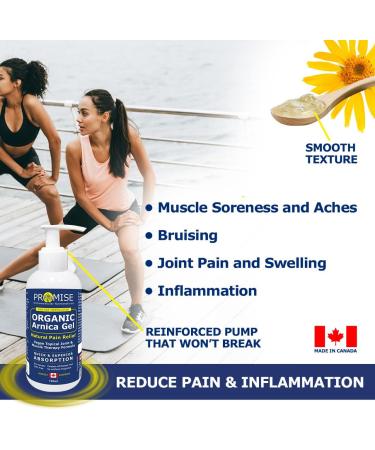 Promise Organic Arnica Gel 120ml (4oz) Instant Soothing Muscle & Joint Pain Relief Reduces Inflammation Arthritis Swelling Joint Pain Topical Made in Canada. Small Size for Gym Travel Work 120 ml (Pack of 1) - Buy Online on GoSupps.com