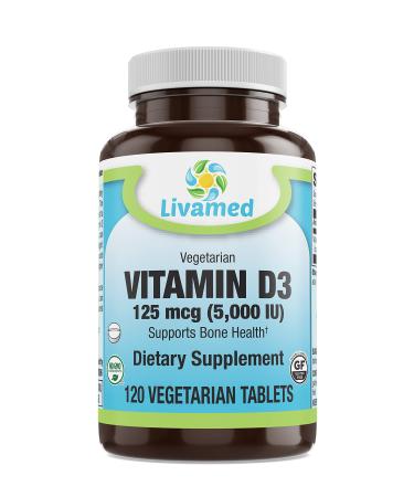 Livamed - Vitamin D3 5 000 IU Veg Tabs 120 Count