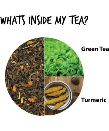 CHAIZONED Turmeric Herbal Loose Leaf Tea - Turmeric Tea with Dried Green Tea Leaves - Makes 50 Cups - 100g (3.5oz) - Buy Online on GoSupps.com
