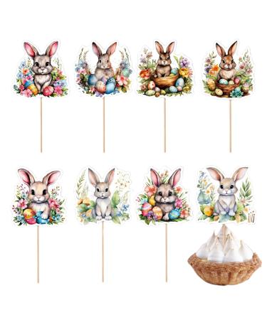 Cupcakes Rabbit Toppers Wafer Rice Paper Cake Toppers Easter Bunny Cupcake Toppers Cake Insert Bunny Decoration Happy Easter Bunnies Dessert Toppers Decoration